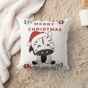 Zebra Christmas Zebras Winter Animals Cushion