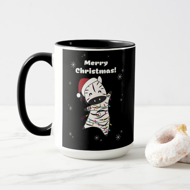 Zebra Christmas Zebras Winter Animals Mug (With Donut)