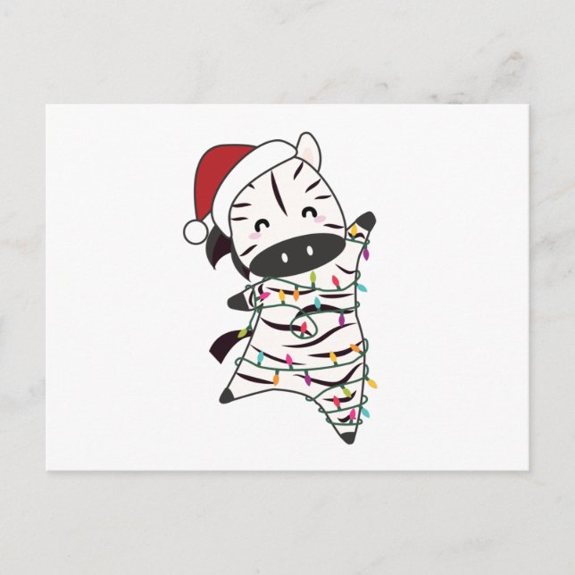 Zebra Christmas Zebras Winter Animals Postcard (Front)
