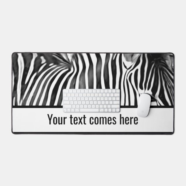 Zebra close up in black&white desk mat (Keyboard & Mouse)