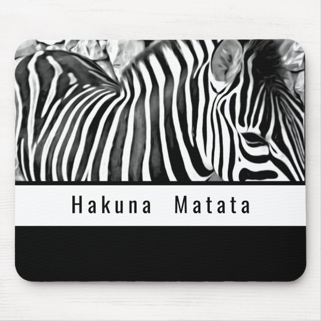 Zebra close up in black&white mouse mat (Front)