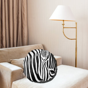 Zebra close up print round cushion