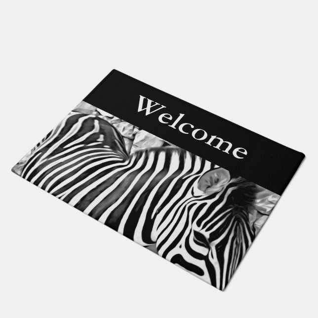Zebra close up print - Welcome Doormat (Angled)
