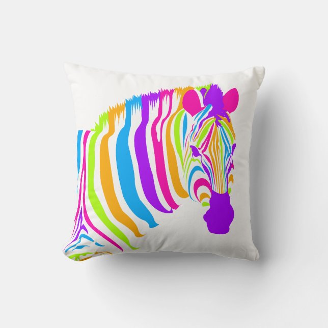 Zebra Colour Burst Cushion (Front)