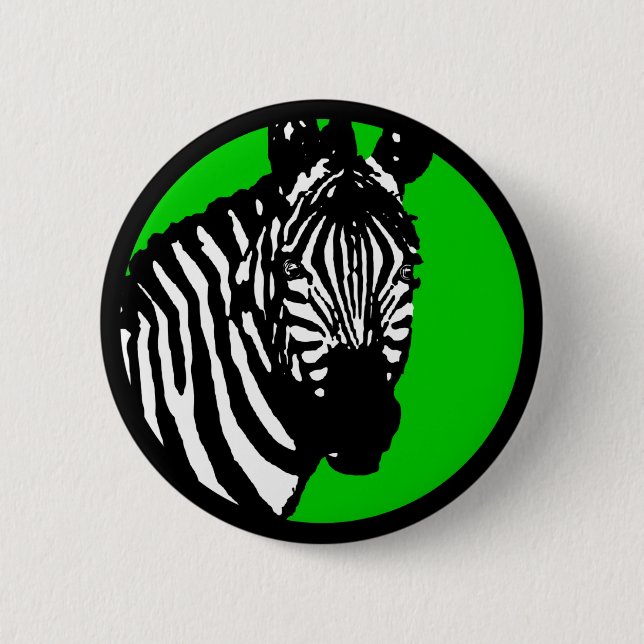 zebra. colour customisable circle. 6 cm round badge (Front)