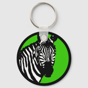 zebra. colour customisable circle. key ring