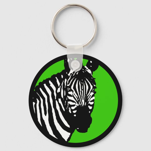 zebra. colour customisable circle. key ring (Front)