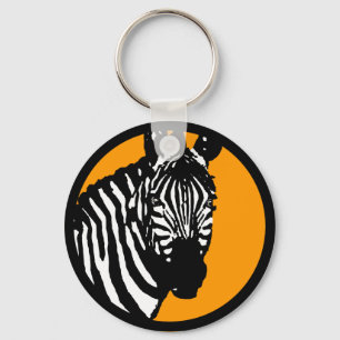 zebra. colour customisable circle. key ring