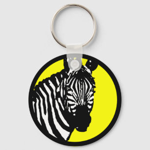 zebra. colour customisable circle. key ring