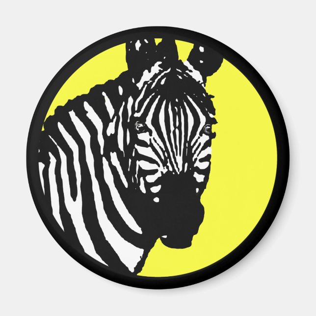 zebra. colour customisable circle. magnet (Front)