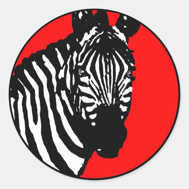zebra. colour customisable. classic round sticker (Front)