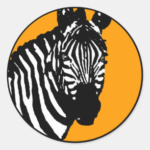 zebra. colour customisable. classic round sticker