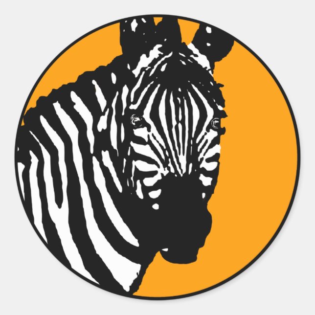 zebra. colour customisable. classic round sticker (Front)
