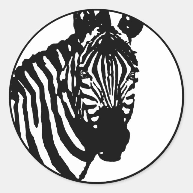 zebra. colour customisable. classic round sticker (Front)