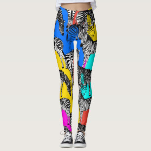 Zebra,colourful pop art,abstract,animals leggings