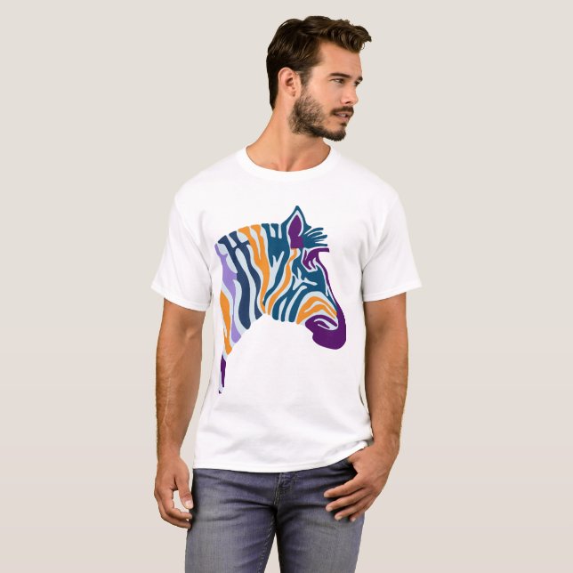 Zebra Colourful Pop Art T-Shirt (Front Full)