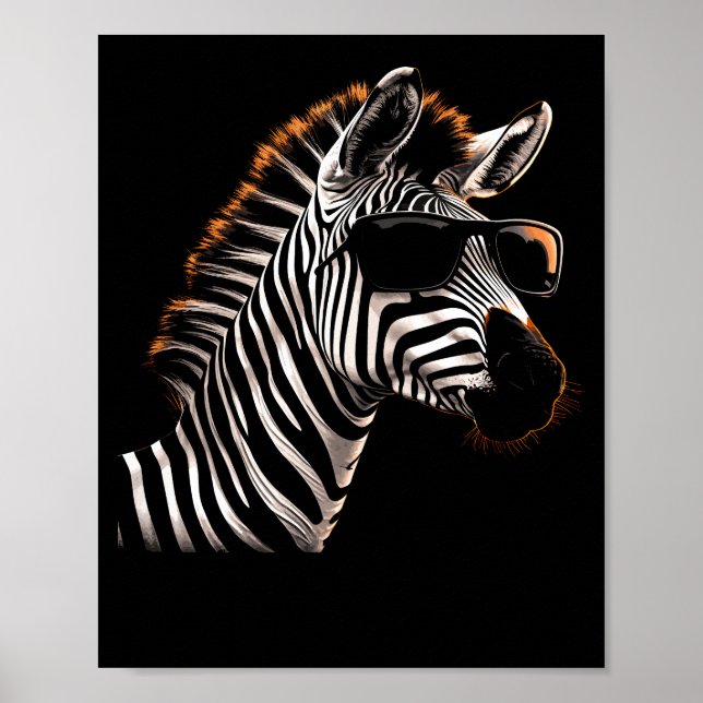 Zebra Cool Sunglasses Poster (Front)