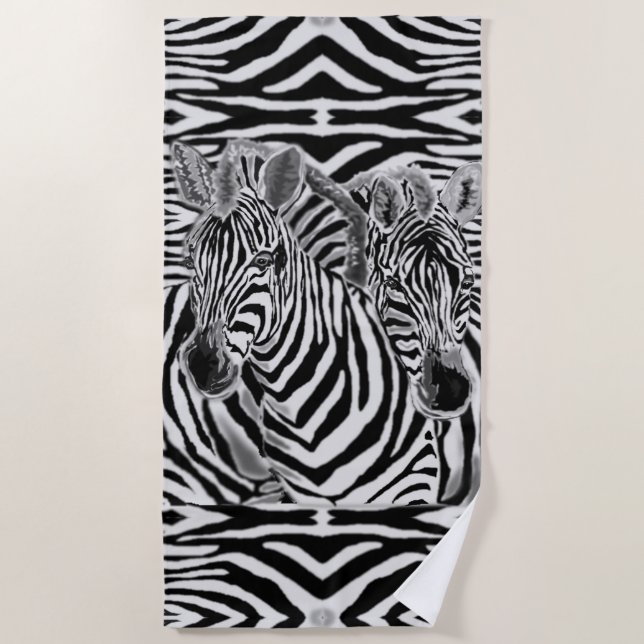 Zebra Couple Beach Towel Family (Front)