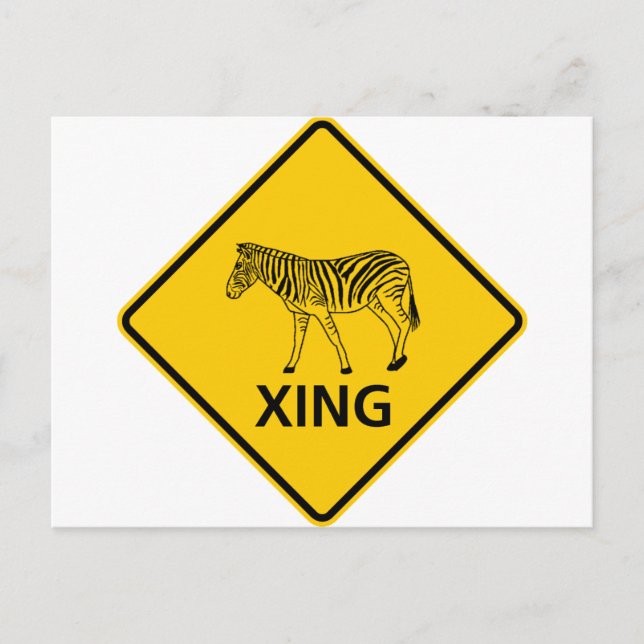 Zebra Crossing Highway Sign Postcard (Front)