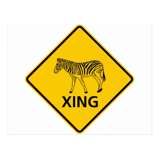 Zebra Crossing Highway Sign Postcard Zazzle.co.uk