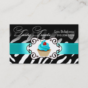 Zebra Cupcake Frame "Tasty Treats" aqua Business Card