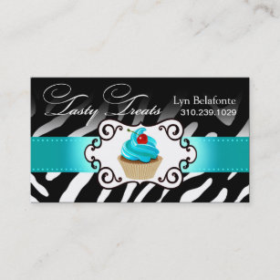 Zebra Cupcake Frame "Tasty Treats" aqua Business Card