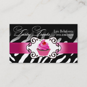 Zebra Cupcake Frame "Tasty Treats" fuschia Business Card