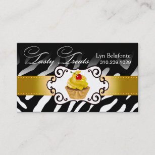 Zebra Cupcake Frame "Tasty Treats" gold Business Card