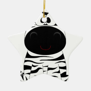 Zebra Cute Animal Stripes Jungle Safari Whimsical Ceramic Tree Decoration