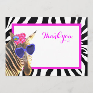 Zebra cute safari animal fashion thank you card
