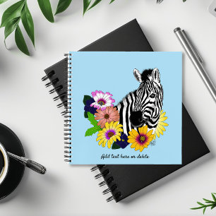 Zebra Daisies Blue Notebook