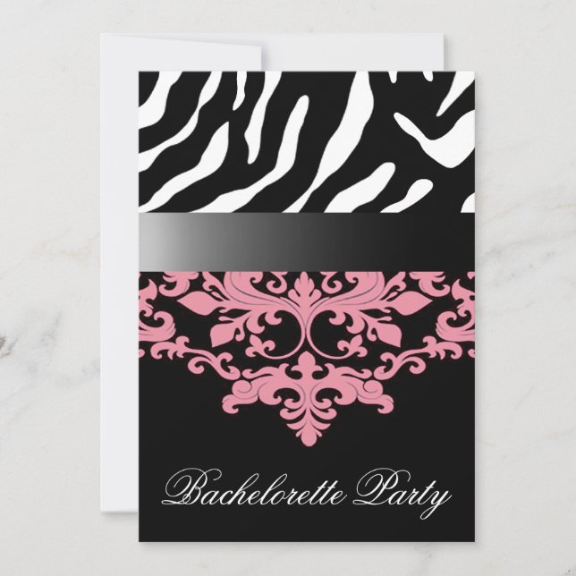 Zebra Damask Girl's Night Out Bachelorette Party Invitation (Front)