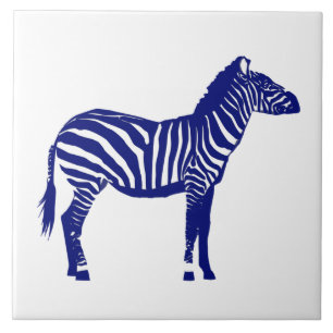 Zebra - Dark Cobalt Blue and White Tile