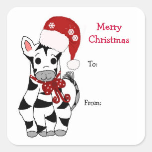 Zebra Decked Out for the Holidays Square Sticker