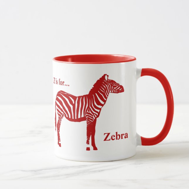 Zebra - Deep Red and White Mug (Right)