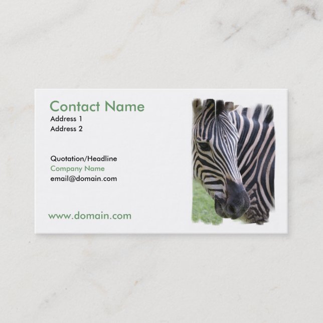 Zebra Design on a Business Card (Front)
