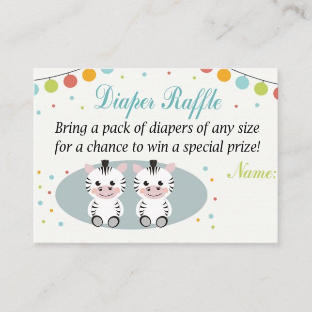 Zebra Diaper Raffle Tickets (Front)