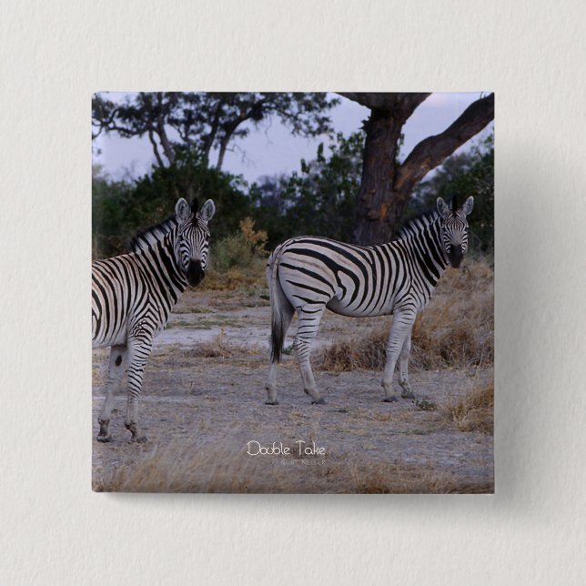 Zebra Double Take Photo 15 Cm Square Badge (Front)