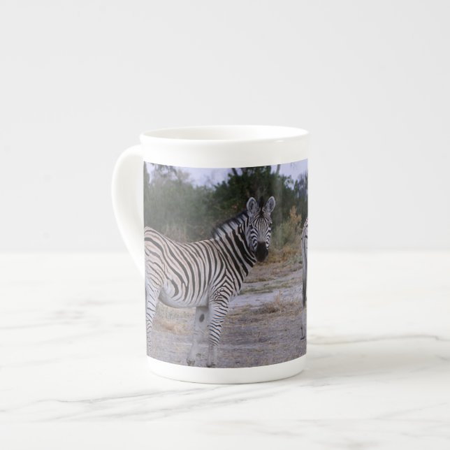 Zebra Double Take Photo Bone China Mug (Front Left)