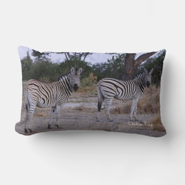 Zebra Double Take Photo Lumbar Cushion (Front)