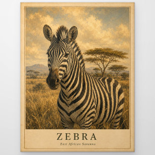 Zebra East African Savanna VINTAGE Postcard
