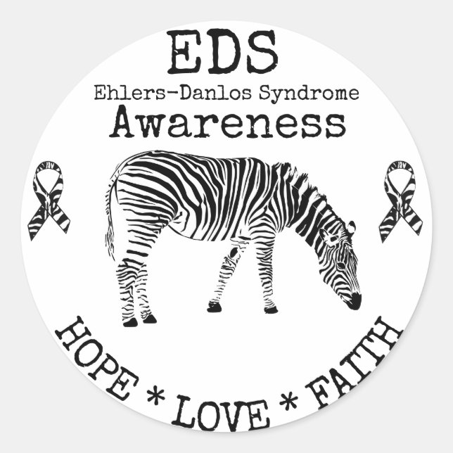 Zebra Ehlers-Danlos syndrome EDS Sticker (Front)