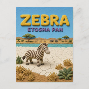 Zebra Etosha Pan Modern KlayKoo Postcard
