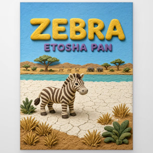 Zebra Etosha Pan Modern KlayKoo Postcard