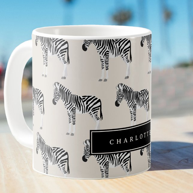 Zebra Exotic Animal Pattern Beige Coffee Mug (Zebra Exotic Animal Pattern Beige Coffee Mug)