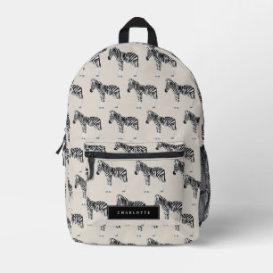 Zebra Exotic Animal Pattern Beige Printed Backpack