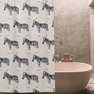 Zebra Exotic Animal Pattern Beige Shower Curtain