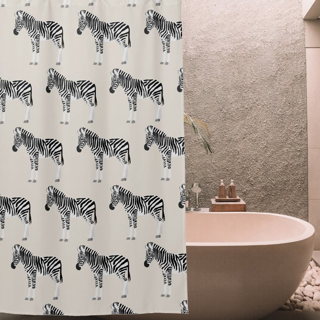 Zebra Exotic Animal Pattern Beige Shower Curtain (Zebra Exotic Animal Pattern Beige Shower Curtain)