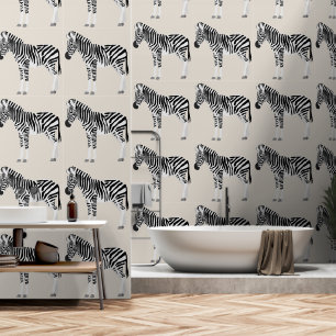 Zebra Exotic Animal Pattern Beige Wallpaper