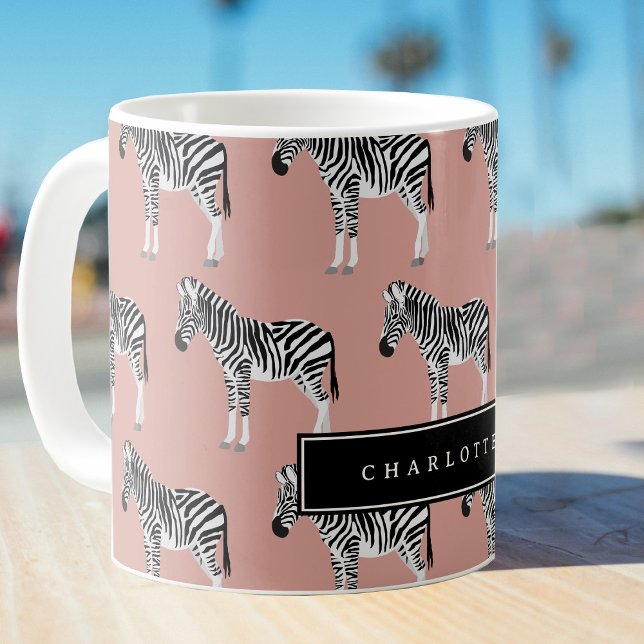 Zebra Exotic Animal Pattern Blush Pink Coffee Mug (Zebra Exotic Animal Pattern Blush Pink Coffee Mug)
